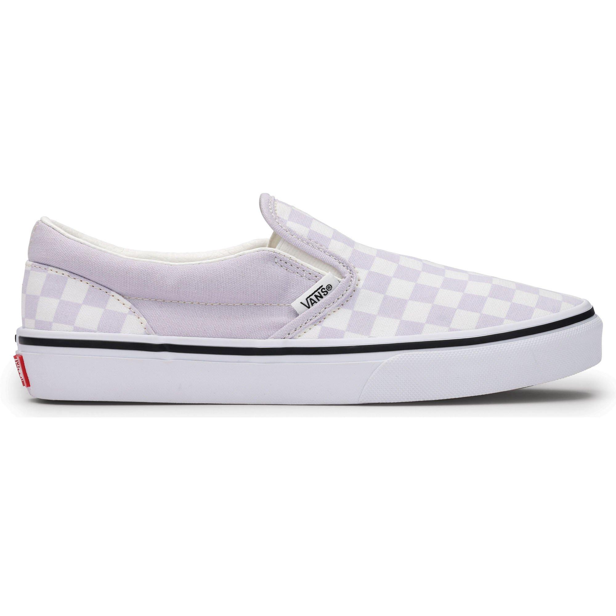 Vans | Junior's Checkerboard Classic Slip-On Shoes, Colour Theory Checkerboard/Lilac Mist, Size 5.5