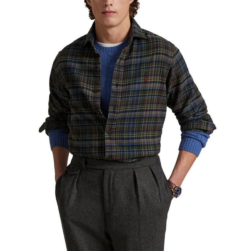 Polo Ralph Lauren Chemise en flanelle bross&eacute;e &agrave; carreaux coupe classique pour hommes