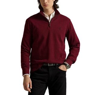 Polo Ralph Lauren Men's Checked Estate-Rib Quarter-Zip Pullover Top