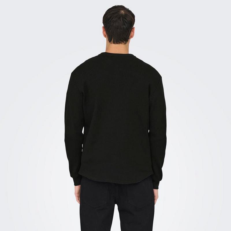 Only & Sons Haut henley &agrave; manches longues Tobie pour hommes