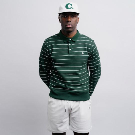 Men's Striped Long Sleeve Polo Sweatshirt | Champlain | Sporting