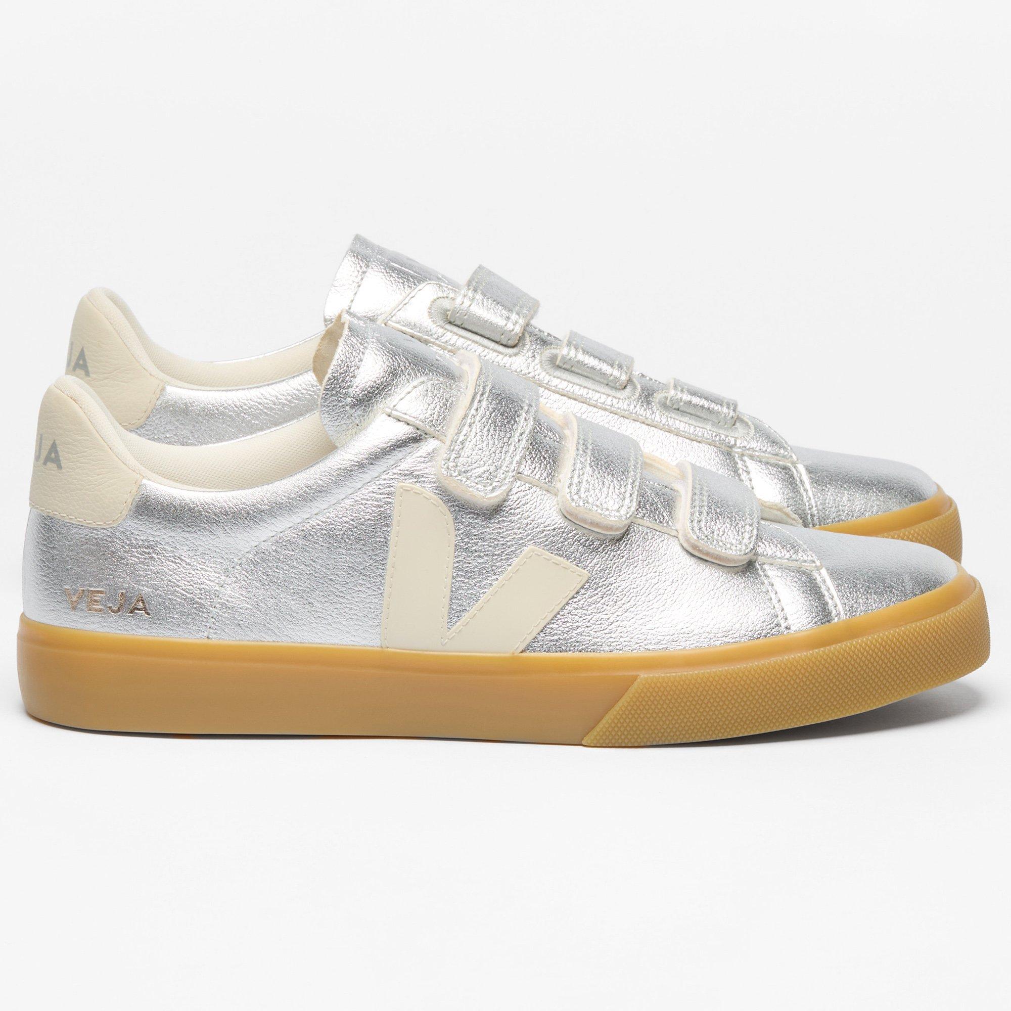 Veja | Women's Recife Leather Sneakers, Silver, Size 37