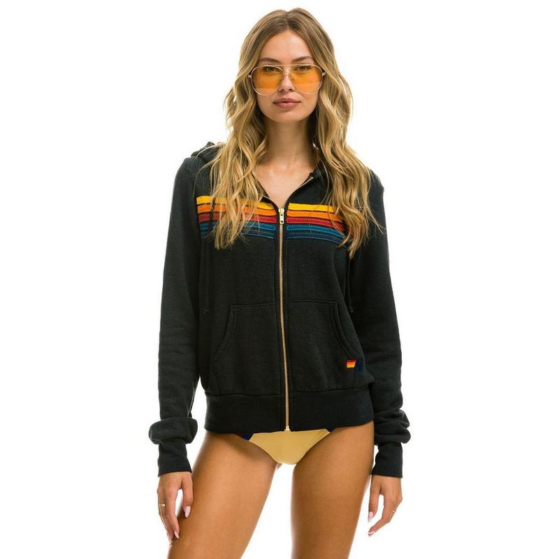 Aviator Nation Unisex 5 Stripe Zip Hoodie