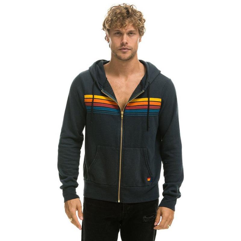 Aviator Nation Unisex 5 Stripe Zip Hoodie