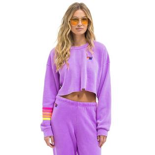 Aviator Nation Women's Relaxed Rugby Stitch Cropped Crew Sweatshirt
