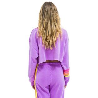 Aviator Nation Women's Relaxed Rugby Stitch Cropped Crew Sweatshirt