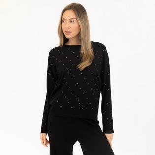 Lyla + Luxe Women's Bianca Crystal Crew Neck Sweater