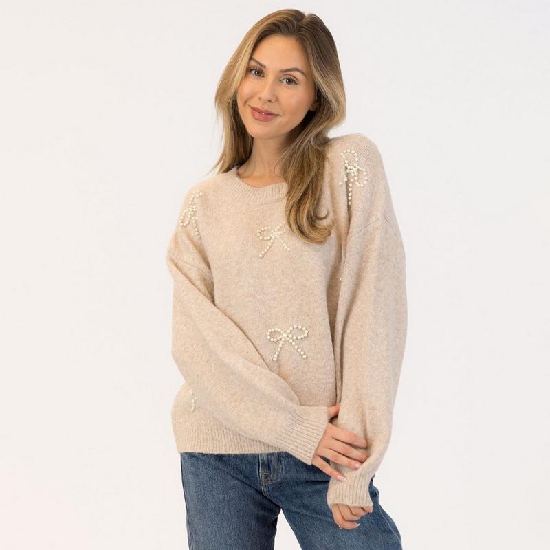 Lyla + Luxe Chandail &agrave; col ras du cou Bows Eco pour femmes