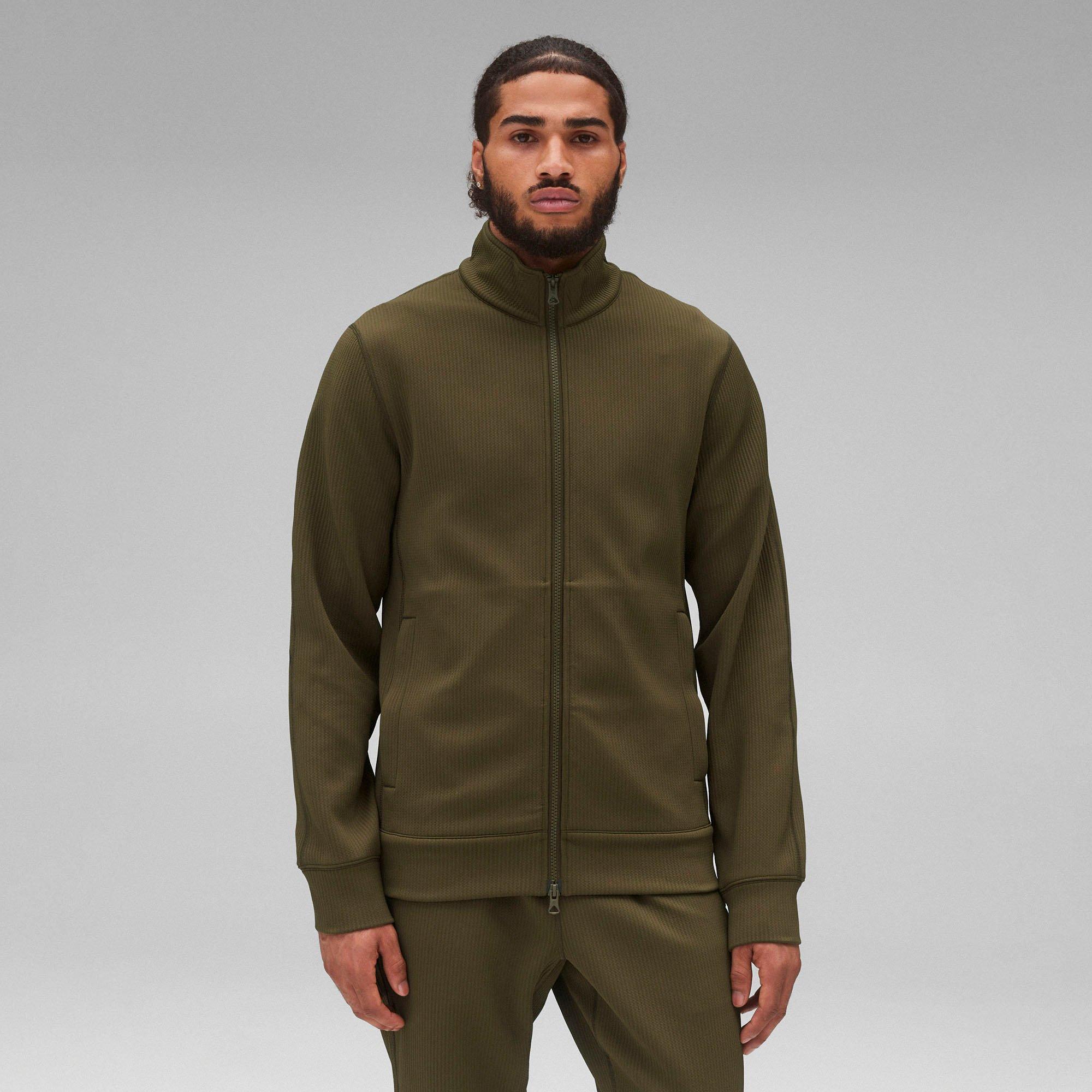 Reigning Champ | Men's Double Knit Rally Slim Track Jacket, Olive, Size Small