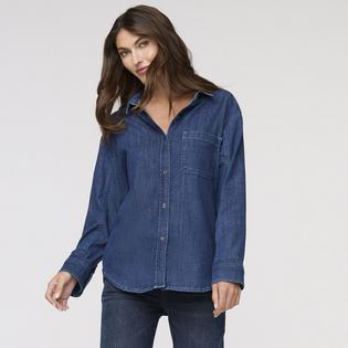 DUER Women's Performance Denim Lite Relaxed Button-Down Shirt