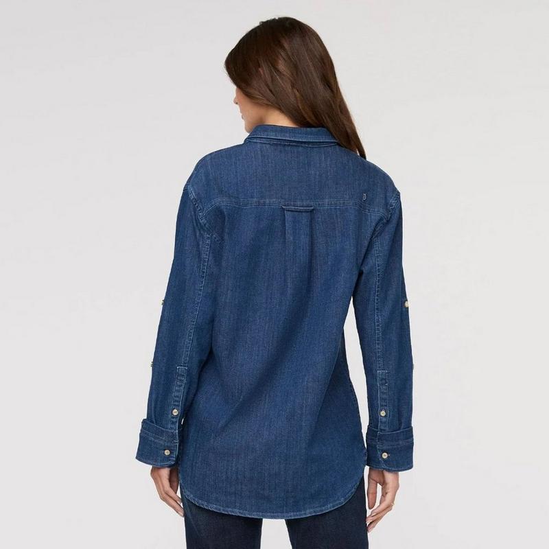 DUER Chemise d&eacute;contract&eacute;e &agrave; boutons et en denim l&eacute;ger Performance pour femmes