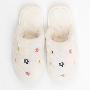 Lyla + Luxe Pantoufle en fausse fourrure avec fleur pour femmes