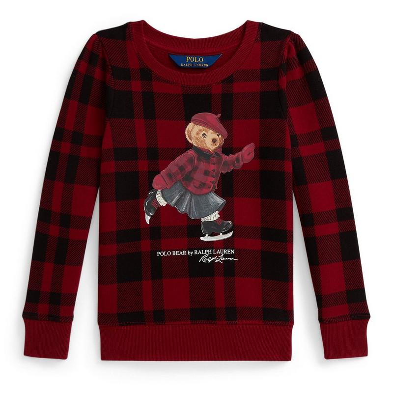 Polo Ralph Lauren Chandail en molleton Polo Bear &agrave; carreaux pour filles [2-6X]