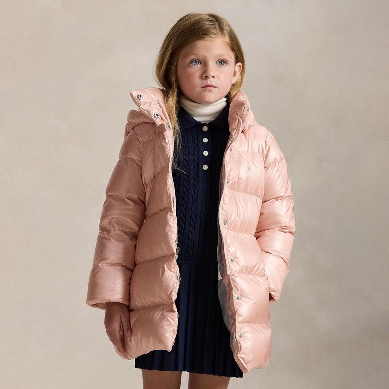 Polo Ralph Lauren Manteau en duvet Celia de ton m&eacute;tallique pour filles [2-6X]