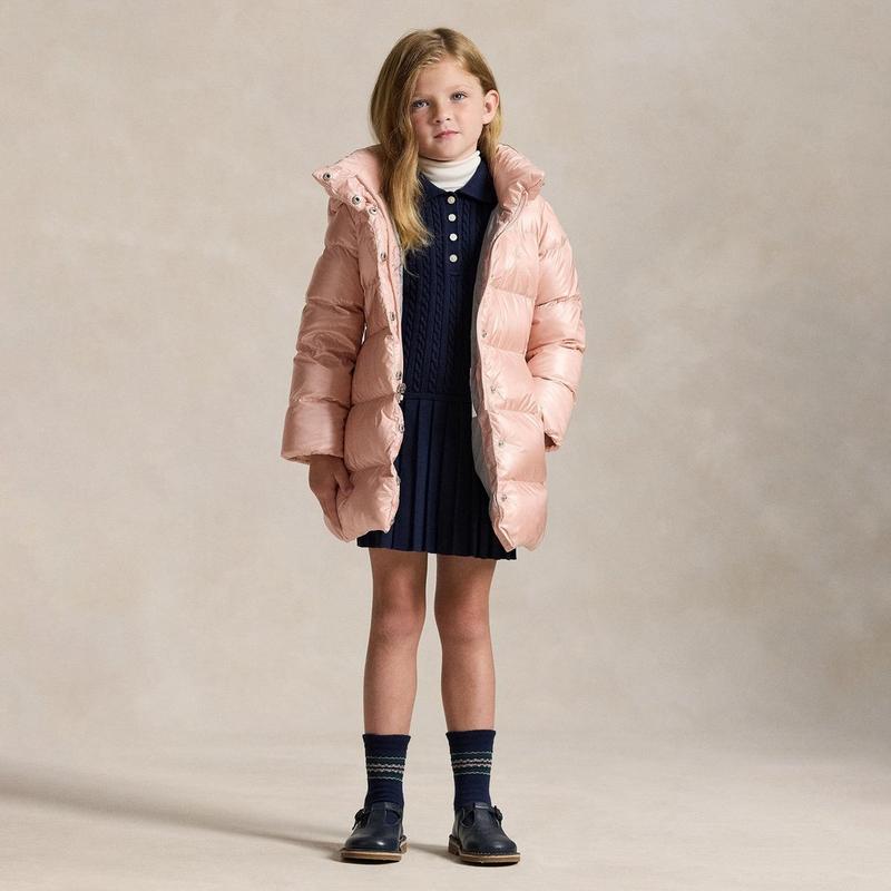 Polo Ralph Lauren Manteau en duvet Celia de ton m&eacute;tallique pour filles [2-6X]