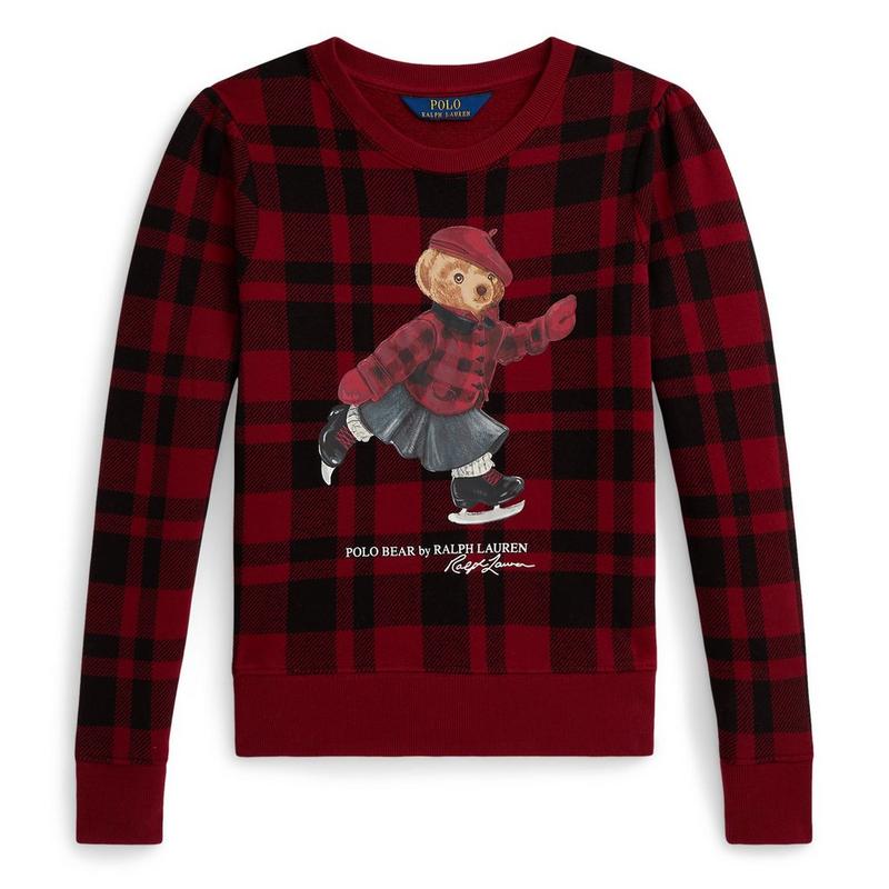 Polo Ralph Lauren Chandail en molleton Polo Bear &agrave; carreaux pour filles juniors [7-16]