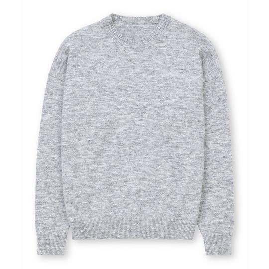 OVY KAJA PLATING CREW KNIT GRAY L Unisex Brushed Knit Crew Sweater