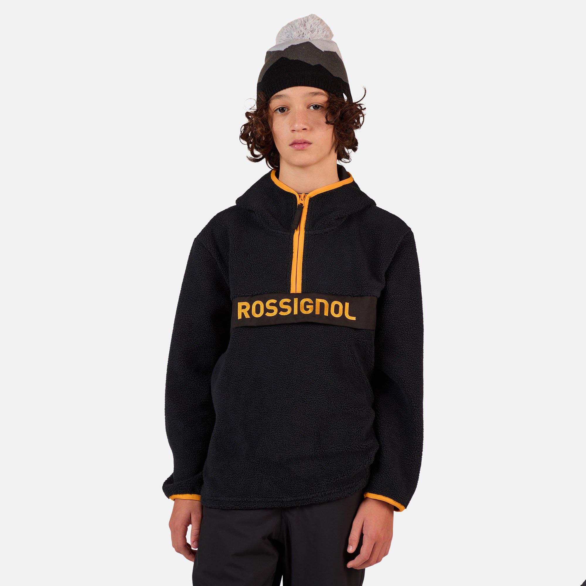 Rossignol | Boy's Junior's Alltrack Anorak Fleece Top, Black, Size 12