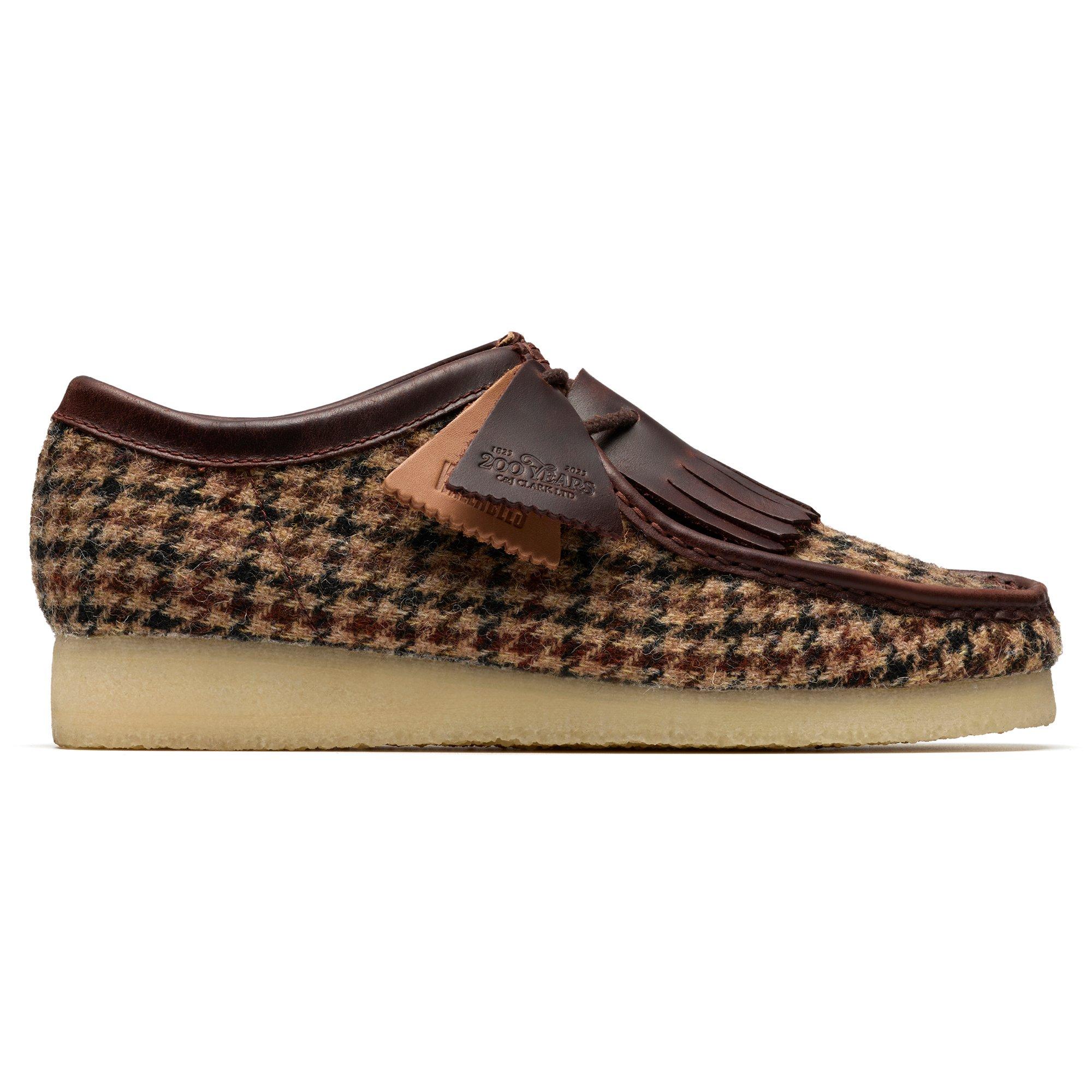 Clarks | Men's Wallabee Harris Tweed Shoes, Brown, Size 10.5