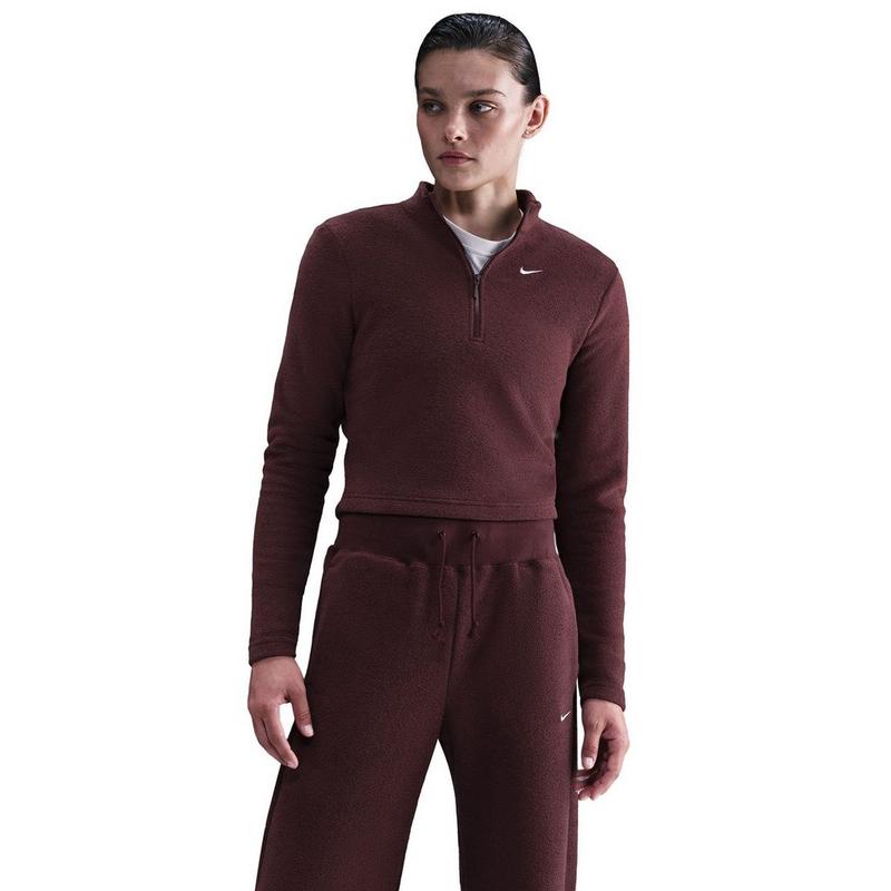 Nike Haut en molleton Phoenix Plush Slim Cozy &agrave; demi-glissi&egrave;re pour femmes