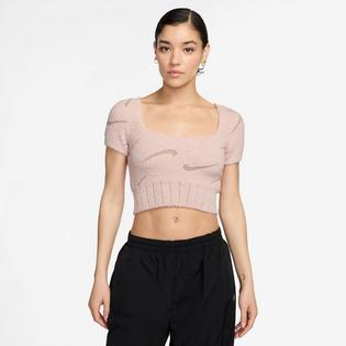 Nike Women's Sportswear Phoenix Cozy Bouclé Short Sleeve Cropped Knit Top