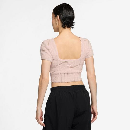 Women's Sportswear Phoenix Cozy Bouclé Short Sleeve Cropped Knit