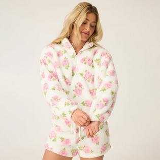 PJ Salvage Women's Let's Get Cozy Floral Print Half-Zip Top