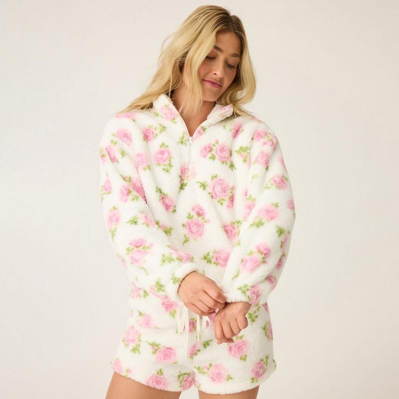 PJ Salvage Haut &agrave; demi-glissi&egrave;re Let's Get Cozy avec motif floral pour femmes