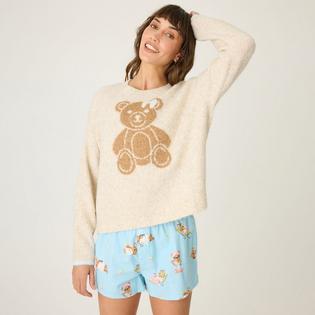 PJ Salvage Women's Teddy Bear Graphic Snuggle Sweater