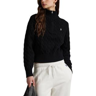 Polo Ralph Lauren Women's Cable-Knit Cotton Quarter-Zip Sweater