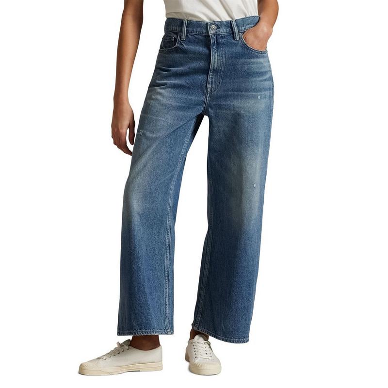 Polo Ralph Lauren Jean court &agrave; jambe large et taille haute pour femmes