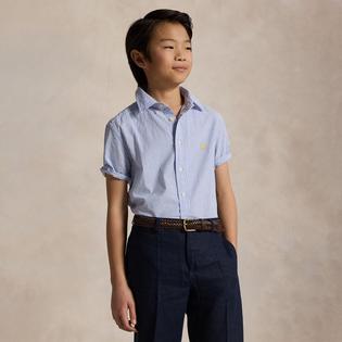 Ralph Lauren Childrenswear Junior Boys' [8-20] Striped Seersucker Short Sleeve Shirt