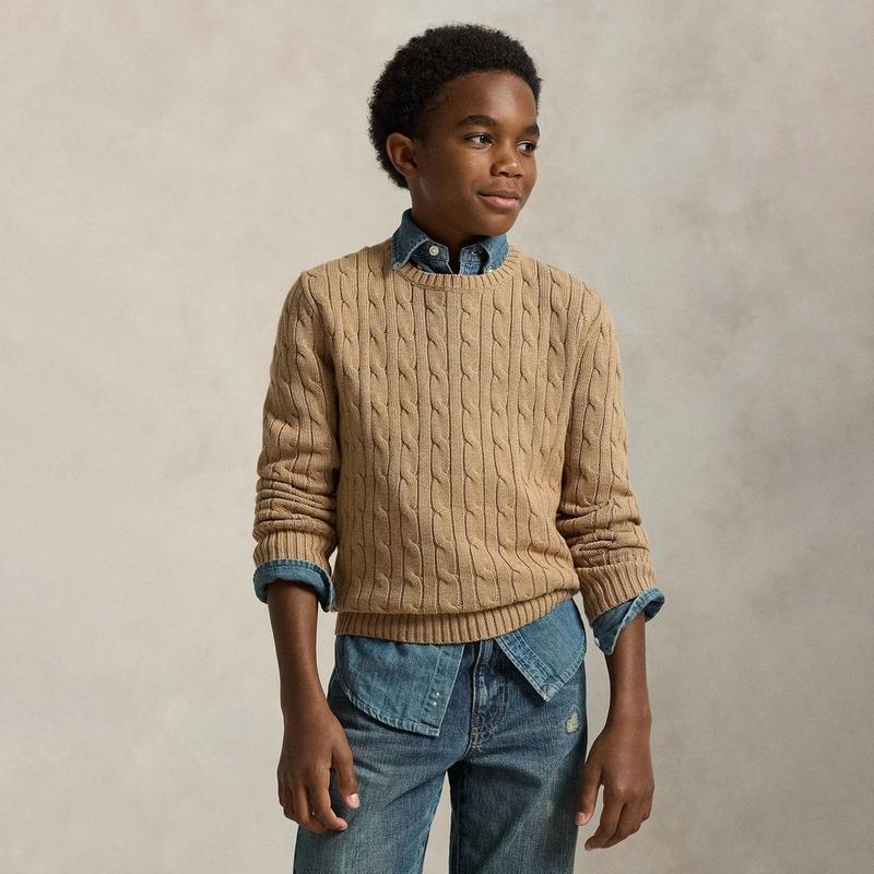 Polo Ralph Lauren Chandail en tricot de coton torsad&eacute; pour gar&ccedil;ons juniors [8-20]
