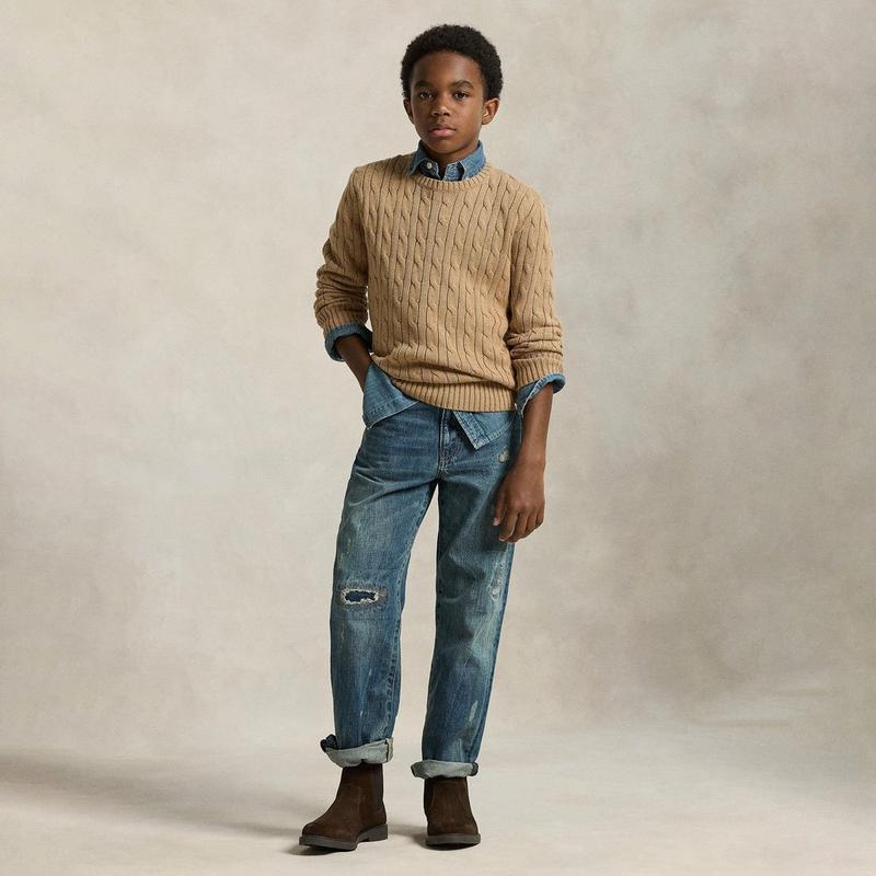 Polo Ralph Lauren Chandail en tricot de coton torsad&eacute; pour gar&ccedil;ons juniors [8-20]