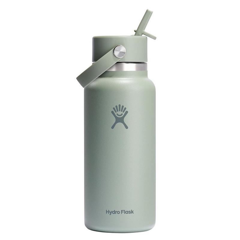 Hydro Flask Bouteille isol&eacute;e &agrave; goulot large avec bouchon Flex et paille (32 oz)
