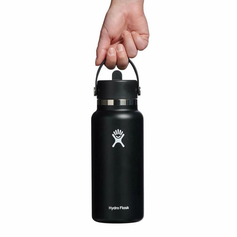 Hydro Flask Bouteille isol&eacute;e &agrave; goulot large avec bouchon Flex et paille (32 oz)