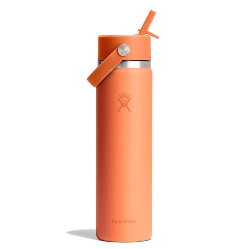 Hydro Flask Bouteille isol&eacute;e &agrave; goulot large avec bouchon Flex et paille (24 oz)