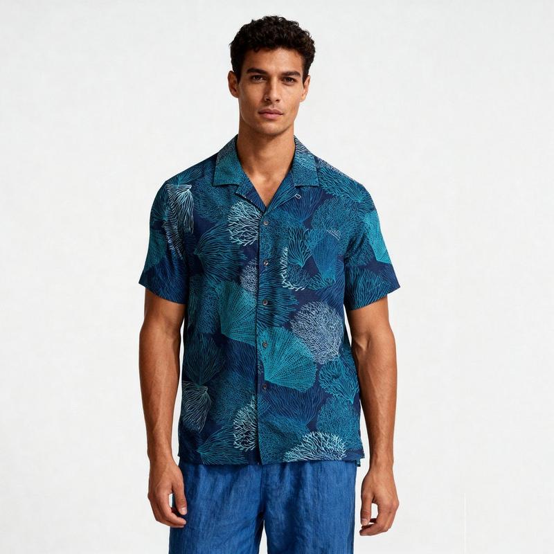 Public Beach Chemise &agrave; manches courtes imprim&eacute;e Ocean Bloom pour hommes