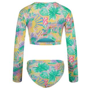 Roxy Junior Girls' [7-16] Palm Sun Crop Rashguard Two-Piece Swim Set