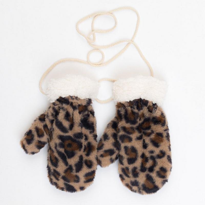 Lyla + Luxe Mitaines en fausse fourrure l&eacute;opard pour femmes