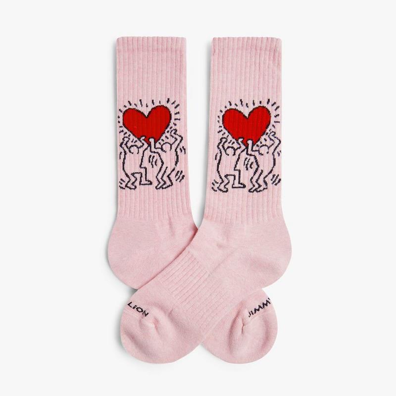 Jimmy Lion Chaussettes Athletic Keith Haring Heart unisexes