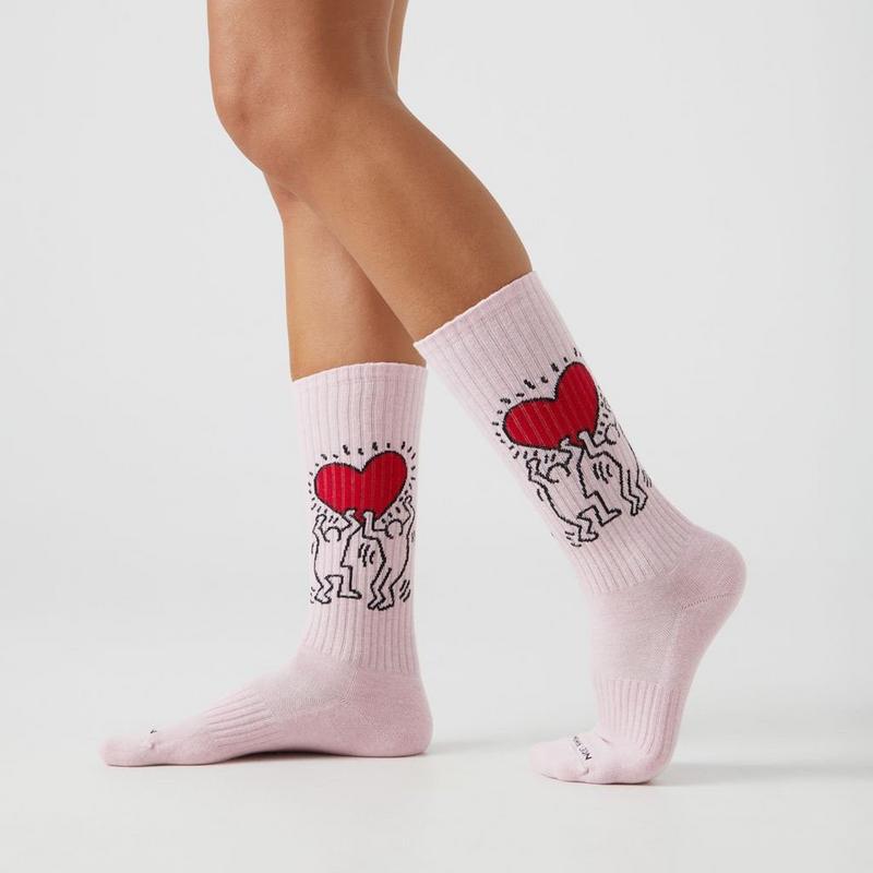 Jimmy Lion Chaussettes Athletic Keith Haring Heart unisexes