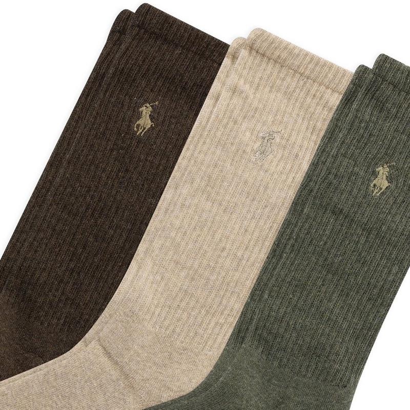 Polo Ralph Lauren Chaussettes mi-mollet en m&eacute;lange de coton pour hommes (paquet de 3)