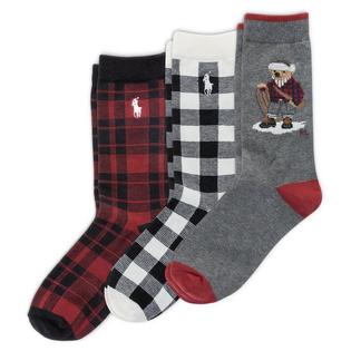 Polo Ralph Lauren Juniors' [8-20] Holiday Polo Bear Crew Sock (3 Pack)