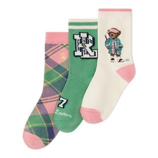 Polo Ralph Lauren Junior Girls' [7-16] Polo Bear Crew Sock (3 Pack)