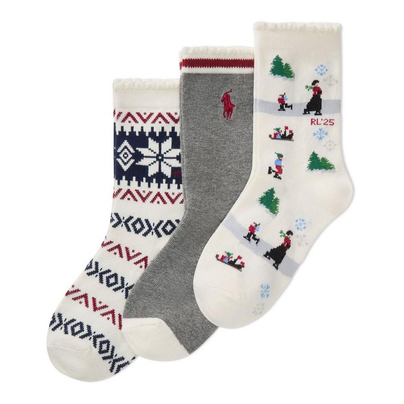 Polo Ralph Lauren Chaussettes mi-mollet patineuse artistique pour filles juniors [7-16] (paquet de 3)