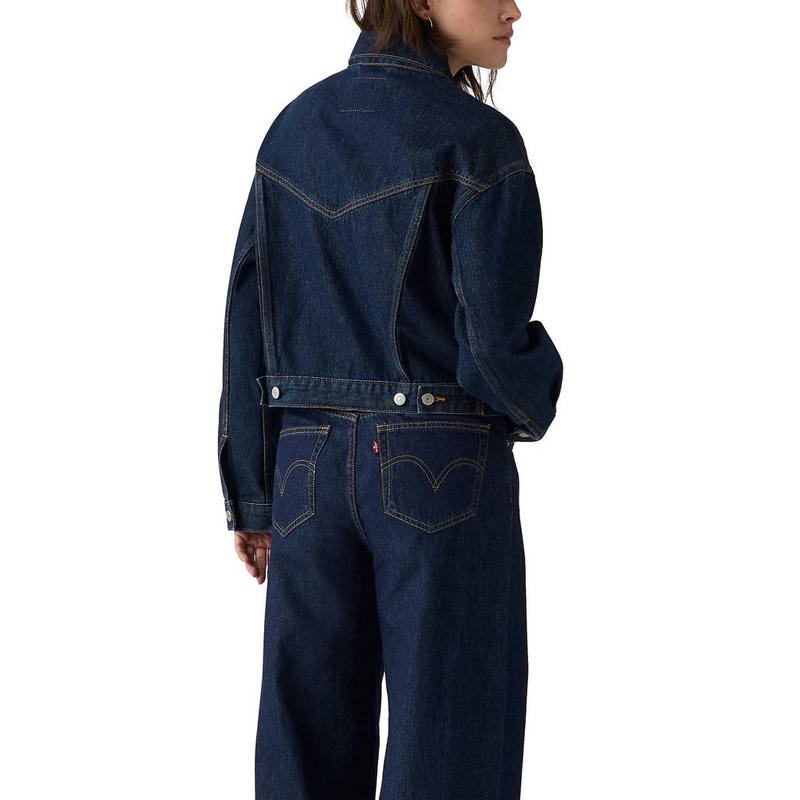 Levi's Veste l&eacute;g&egrave;re r&eacute;tr&eacute;cie en denim et lin '90s Trucker pour femmes