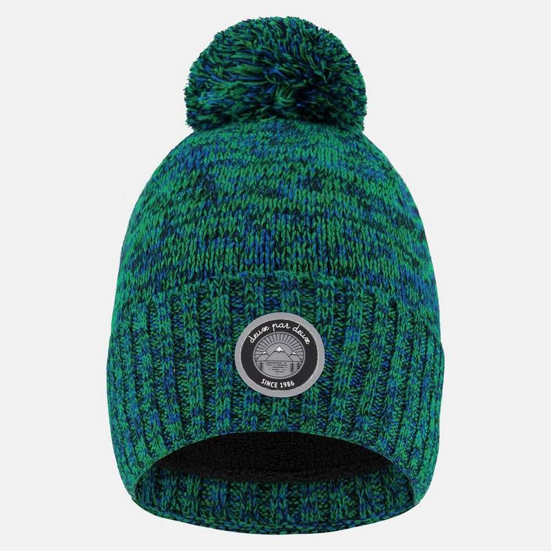 Deux Par Deux Tuque doubl&eacute;e en tricot avec pompon pour enfants [2-8]