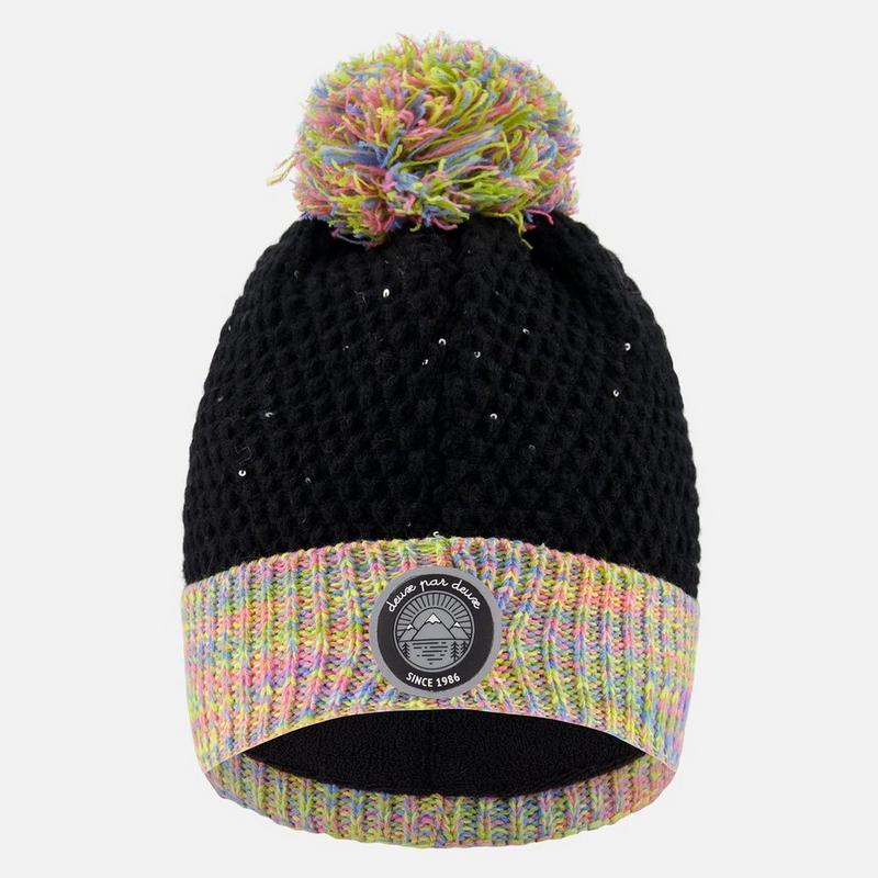 Deux Par Deux Tuque doubl&eacute;e en tricot avec pompon pour enfants [2-8]