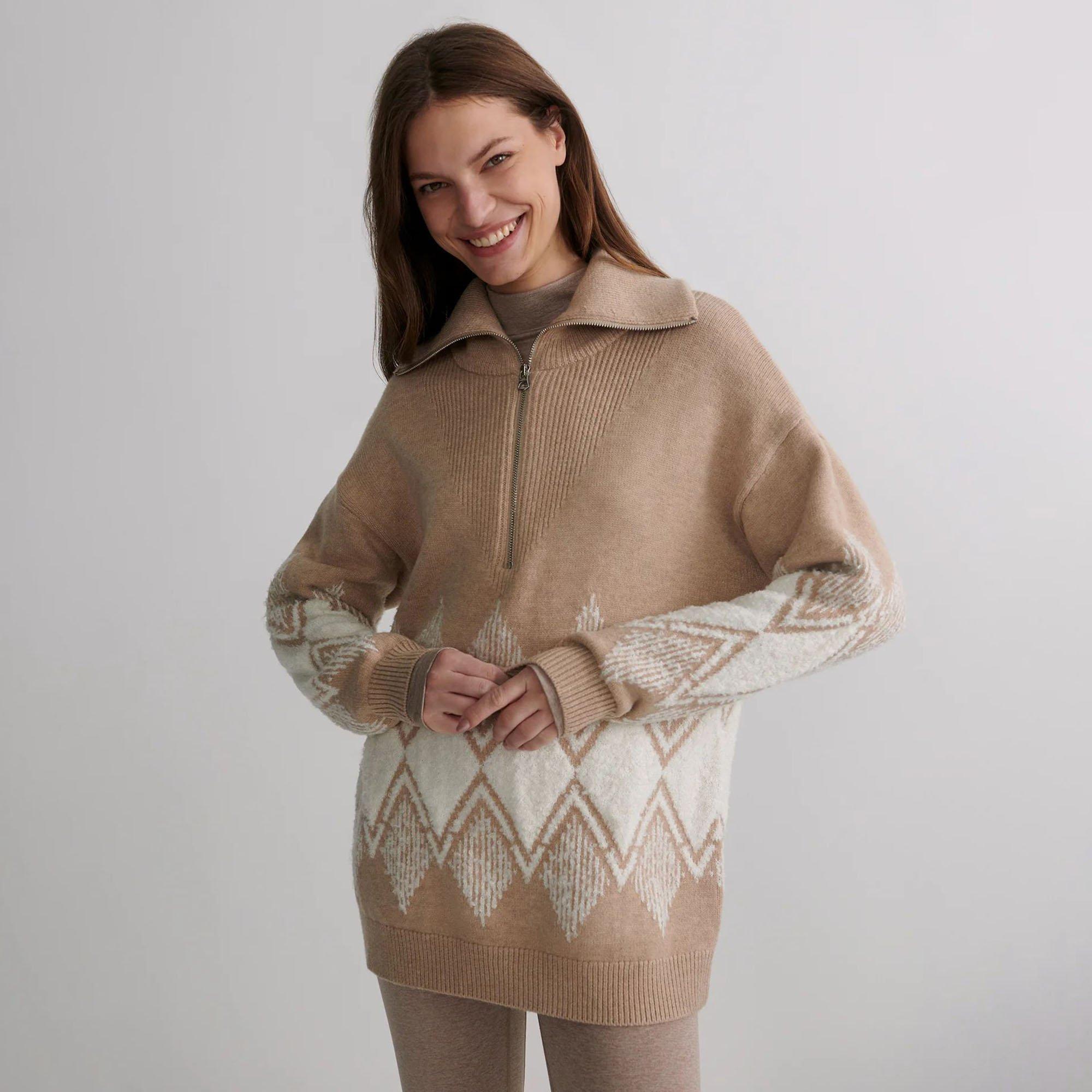 Womens-Betty-Jacquard-Half-Zip